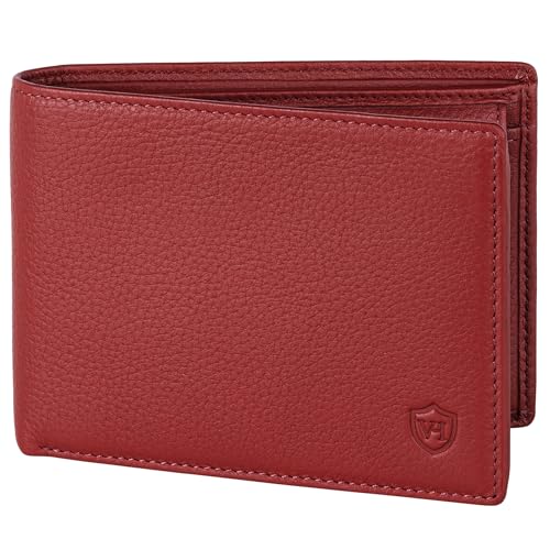 VON HEESEN Leder Geldbörse RFID Schutz I Echtleder Geldbeutel für Damen & Herren I Portemonnaie Brieftasche Wallet Portmonee (Rot) von VON HEESEN