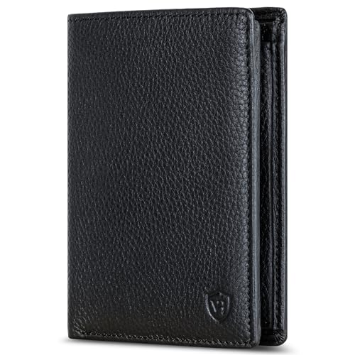 VON HEESEN Leder Geldbörse RFID Schutz I Echtleder Geldbeutel für Damen & Herren I Portemonnaie Brieftasche Wallet Portmonee (Schwarz) von VON HEESEN