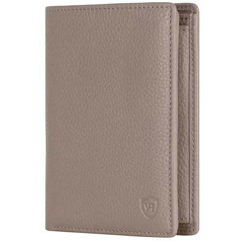 VON HEESEN Leder Geldbörse RFID Schutz I Echtleder Geldbeutel für Damen & Herren I Portemonnaie Brieftasche Wallet Portmonee (Taupe) von VON HEESEN