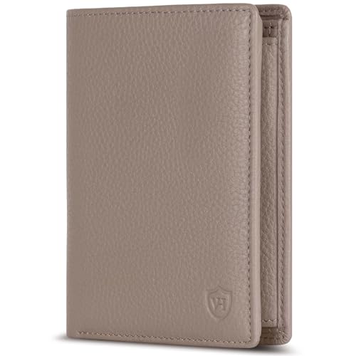 VON HEESEN Leder Geldbörse RFID Schutz I Echtleder Geldbeutel für Damen & Herren I Portemonnaie Brieftasche Wallet Portmonee (Taupe) von VON HEESEN