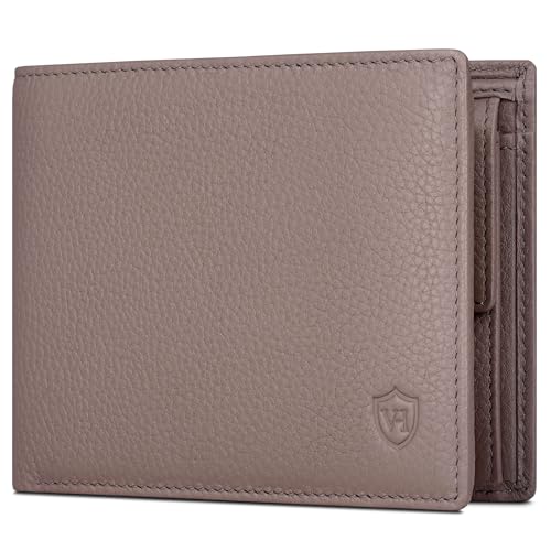 VON HEESEN Leder Geldbörse RFID Schutz I Echtleder Geldbeutel für Damen & Herren I Portemonnaie Brieftasche Wallet Portmonee (Taupe) von VON HEESEN