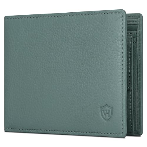 VON HEESEN Leder Geldbörse RFID Schutz I Echtleder Geldbeutel für Damen & Herren I Portemonnaie Brieftasche Wallet Portmonee (Türkis) von VON HEESEN