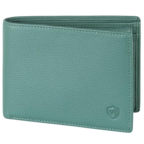 VON HEESEN Leder Geldbörse RFID Schutz I Echtleder Geldbeutel für Damen & Herren I Portemonnaie Brieftasche Wallet Portmonee (Türkis) von VON HEESEN