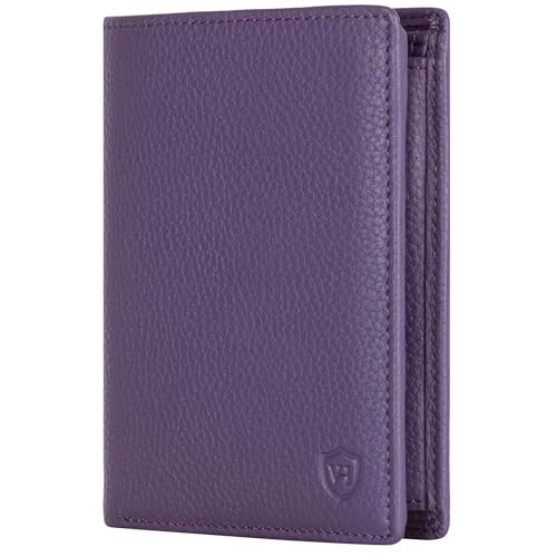 VON HEESEN Leder Geldbörse RFID Schutz I Echtleder Geldbeutel für Damen & Herren I Portemonnaie Brieftasche Wallet Portmonee (Violet) von VON HEESEN