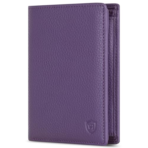 VON HEESEN Leder Geldbörse RFID Schutz I Echtleder Geldbeutel für Damen & Herren I Portemonnaie Brieftasche Wallet Portmonee (Violet) von VON HEESEN