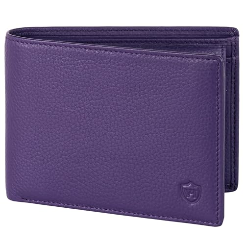 VON HEESEN Leder Geldbörse RFID Schutz I Echtleder Geldbeutel für Damen & Herren I Portemonnaie Brieftasche Wallet Portmonee (Violet) von VON HEESEN