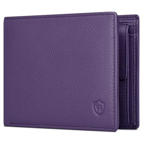 VON HEESEN Leder Geldbörse RFID Schutz I Echtleder Geldbeutel für Damen & Herren I Portemonnaie Brieftasche Wallet Portmonee (Violet) von VON HEESEN
