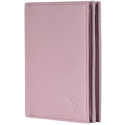 VON HEESEN® Leder Geldbörse mit Münzfach & RFID Schutz Herren & Damen - Echtleder Geldbeutel für Männer & Frauen - Portemonnaie Brieftasche Wallet Portmonee (Lavendel) von VON HEESEN