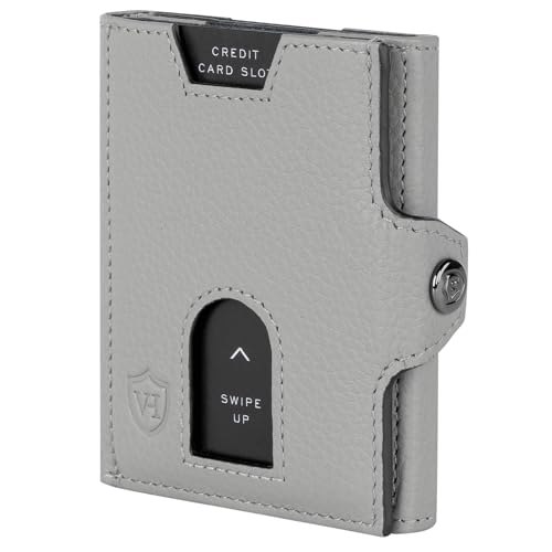 VON HEESEN Slim Wallet mit RFID Schutz - Geldbörse Herren klein - Mini Geldbeutel Damen Portmonee - Kartenetui Echtleder Karten Portemonnaie - Leder Kreditkartenetui Grau von VON HEESEN