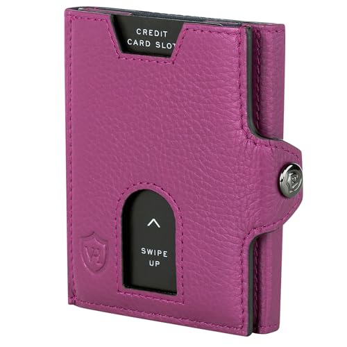 VON HEESEN Slim Wallet mit RFID Schutz - Geldbörse Herren klein - Mini Geldbeutel Damen Portmonee - Kartenetui Echtleder Karten Portemonnaie - Leder Kreditkartenetui Pink von VON HEESEN