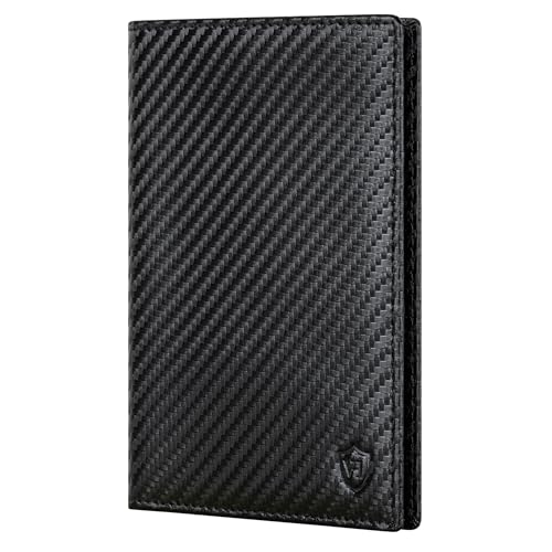 VON HEESEN® Reisepasshülle Etui mit RFID-Schutz - Passhülle Passport Reisepass Mappe Hülle Organizer - Reiseorganizer für Damen & Herren (Carbon-Schwarz) von VON HEESEN