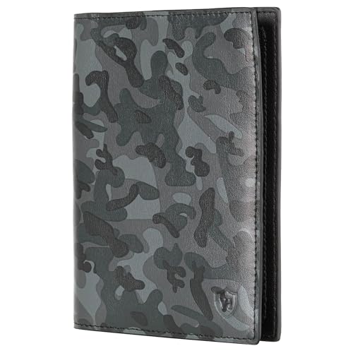 VON HEESEN® Reisepasshülle Leder Etui mit RFID-Schutz - Passhülle Passport Reisepass Mappe Hülle Organizer - Reiseorganizer für Damen & Herren (Camouflage) von VON HEESEN