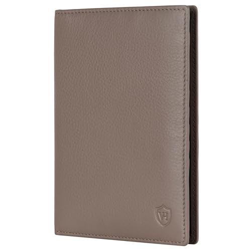 VON HEESEN® Reisepasshülle Leder Etui mit RFID-Schutz - Passhülle Passport Reisepass Mappe Hülle Organizer - Reiseorganizer für Damen & Herren (Taupe) von VON HEESEN