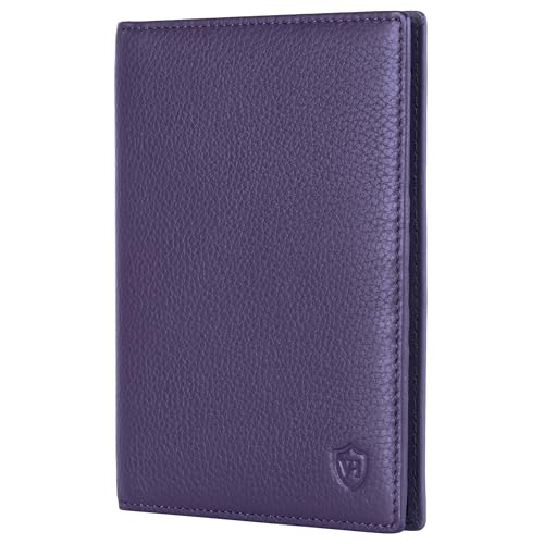 VON HEESEN® Reisepasshülle Leder Etui mit RFID-Schutz - Passhülle Passport Reisepass Mappe Hülle Organizer - Reiseorganizer für Damen & Herren (Violet) von VON HEESEN