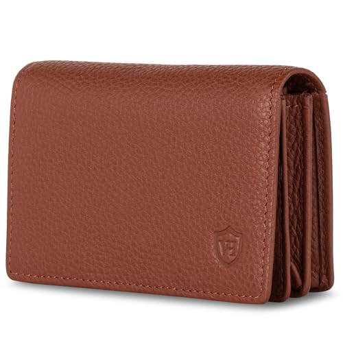 VON HEESEN® Visitenkartenetui Leder mit RFID-Schutz - Platz für 50 Visitenkarten - 6 Fächer - Visitenkarten Etuis - Geschenk für Damen & Herren (Cognac) von VON HEESEN