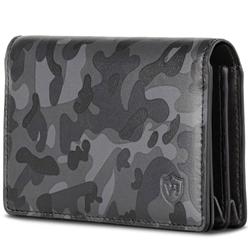 VON HEESEN® Visitenkartenetui Leder mit RFID-Schutz - Platz für 50 Visitenkarten - 6 Fächer - Visitenkarten Etuis - Geschenk für Damen & Herren (Camouflage) von VON HEESEN