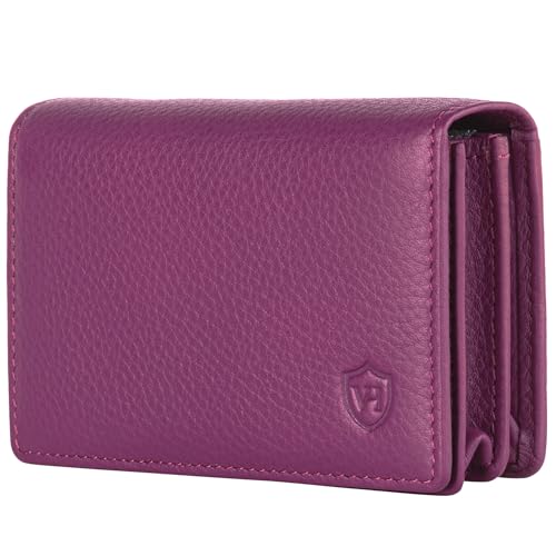 VON HEESEN® Visitenkartenetui Leder mit RFID-Schutz - Platz für 50 Visitenkarten - 6 Fächer - Visitenkarten Etuis - Geschenk für Damen & Herren (Pink) von VON HEESEN