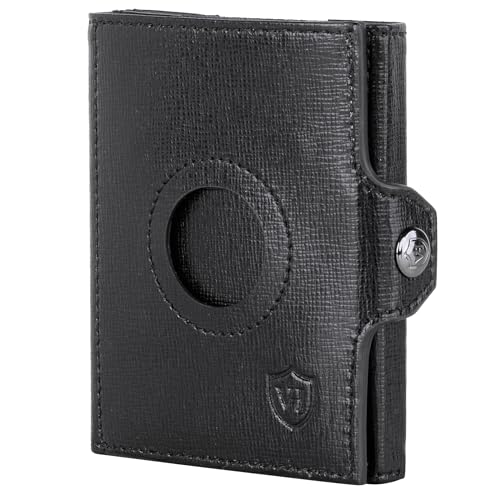 VON HEESEN Airtag Slim Wallet (OHNE MÜNZFACH & AIRTAG Fach, Schwarz Saffiano) von VON HEESEN