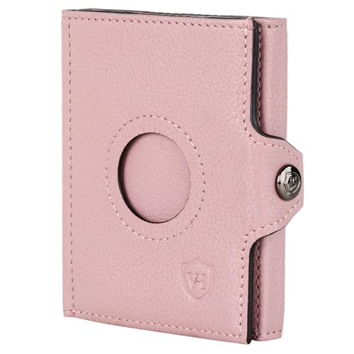 VON HEESEN Airtag Slim Wallet mit Münzfach & RFID-Schutz - Airtag Portmonee Herren klein aus echtem Leder - Mini Geldbörse - Kreditkartenetui Kartenetui - Portemonnaie Geldbeutel (Lavendel) von VON HEESEN