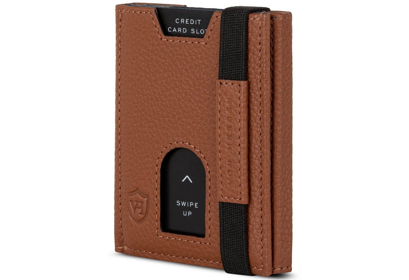 VON HEESEN Geldbörse Whizz Wallet mit RFID-Schutz und 6 Kartenfächer (Cognac-Braun), Slim Wallet Geldbeutel Portemonnaie inkl. RFID-Schutz & Geschenkbox von VON HEESEN