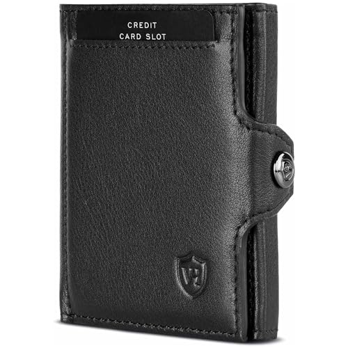 VON HEESEN Slim Wallet mit RFID-Schutz - Mini Geldbörse Herren & Damen klein - Kreditkartenetui Geldklammer Kartenetui - Geldbeutel Portmonee Portemonnaie klein (Schwarz) von VON HEESEN