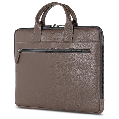 VON HEESEN Leder Aktentasche Laptoptasche bis 16 Zoll aus hochwertigem Nappa-Leder (Braun) von VON HEESEN