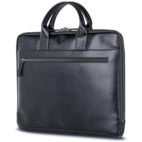 VON HEESEN Leder Aktentasche Laptoptasche bis 16 Zoll aus hochwertigem Nappa-Leder (Carbon) von VON HEESEN