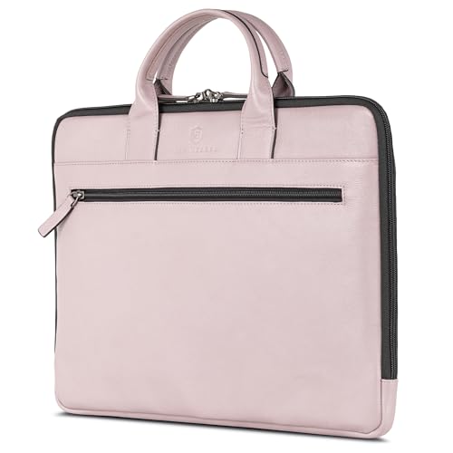 VON HEESEN Leder Aktentasche Laptoptasche bis 16 Zoll aus hochwertigem Nappa-Leder (Lavendel) von VON HEESEN