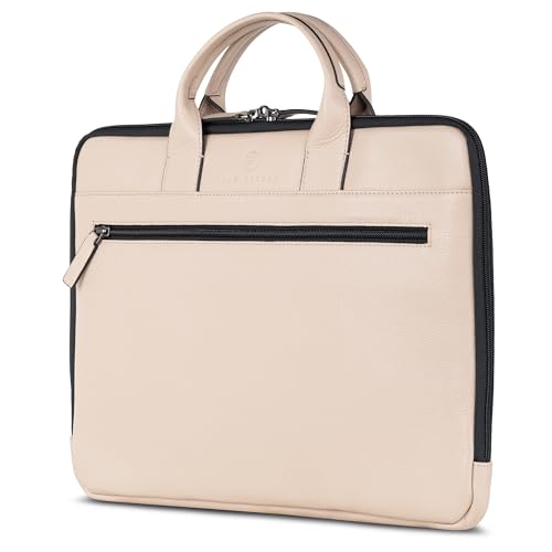 VON HEESEN Leder Aktentasche Laptoptasche bis 16 Zoll aus hochwertigem Nappa-Leder (Rose) von VON HEESEN