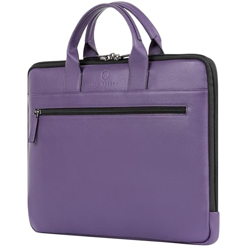 VON HESSEN Laptoptasche aus echtem Nappa-Leder bis 16 Zoll - Aktentasche Herren & Damen - Luxuriöse Echtleder Arbeitstasche für Büro & Alltag - Laptop Hülle in Violet von VON HEESEN
