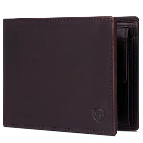 VON HEESEN Leder Geldbörse RFID Schutz I Echtleder Geldbeutel für Damen & Herren I Portemonnaie Brieftasche Wallet Portmonee (Braun Waxy) von VON HEESEN