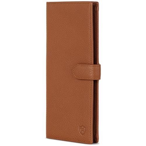 VON HEESEN Leder Geldbörse für Damen & Herren (Medium, Cognac Braun) von VON HEESEN