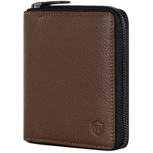 VON HEESEN Leder Geldbörse mit RFID-Schutz - Portemonnaie für Herren & Damen aus echtem Leder - Wallet mit Münzfach - Geldbeutel für Männer und Frauen in Braun von VON HEESEN