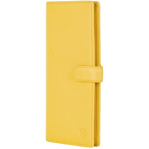 VON HEESEN Leder Geldbörse mit RFID-Schutz - Portemonnaie für Damen & Herren aus echtem Leder - Wallet mit Münzfach - Geldbeutel für Frauen und Männer in Gelb von VON HEESEN