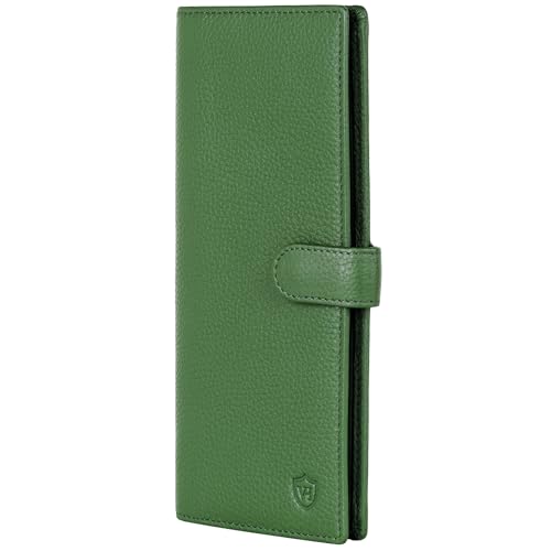 VON HEESEN Leder Geldbörse mit RFID-Schutz - Portemonnaie für Damen & Herren aus echtem Leder - Wallet mit Münzfach - Geldbeutel für Frauen und Männer in Grün von VON HEESEN