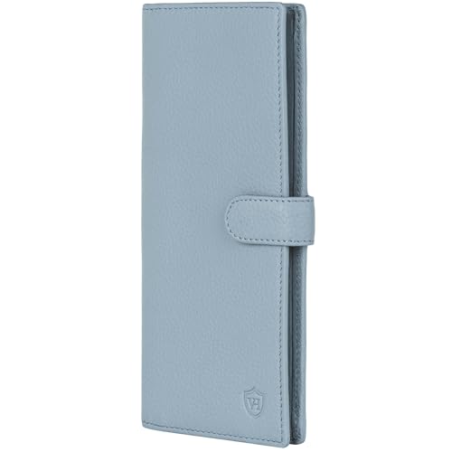 VON HEESEN Leder Geldbörse mit RFID-Schutz - Portemonnaie für Damen & Herren aus echtem Leder - Wallet mit Münzfach - Geldbeutel für Frauen und Männer in Hellblau von VON HEESEN