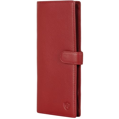 VON HEESEN Leder Geldbörse mit RFID-Schutz - Portemonnaie für Damen & Herren aus echtem Leder - Wallet mit Münzfach - Geldbeutel für Frauen und Männer in Rot von VON HEESEN