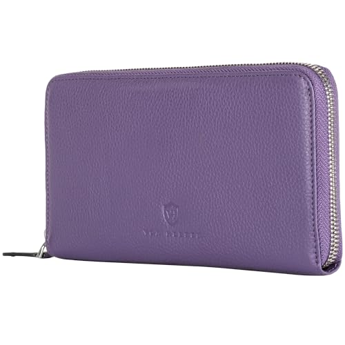 VON HEESEN Leder Geldbörse für Damen & Herren (Violet) von VON HEESEN