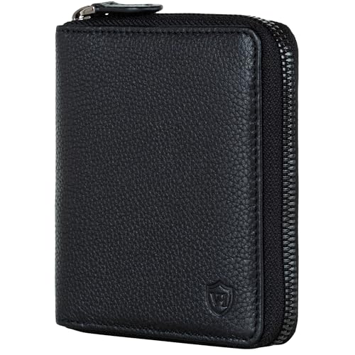 VON HEESEN Leder Geldbörse mit RFID-Schutz - Portemonnaie für Herren & Damen aus echtem Leder - Wallet mit Münzfach - Geldbeutel für Männer und Frauen in Schwarz von VON HEESEN