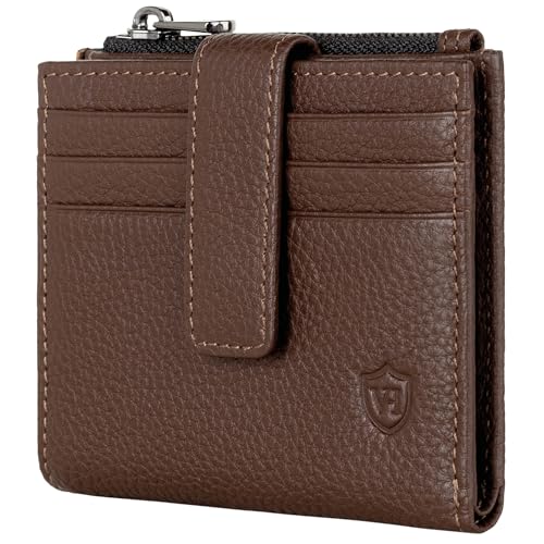 VON HEESEN Leder Kartenetui Geldbörse mit RFID-Schutz - Portemonnaie für Herren & Damen aus echtem Leder - Kartenhalter mit Münzfach - Geldbeutel für Männer und Frauen in Braun von VON HEESEN