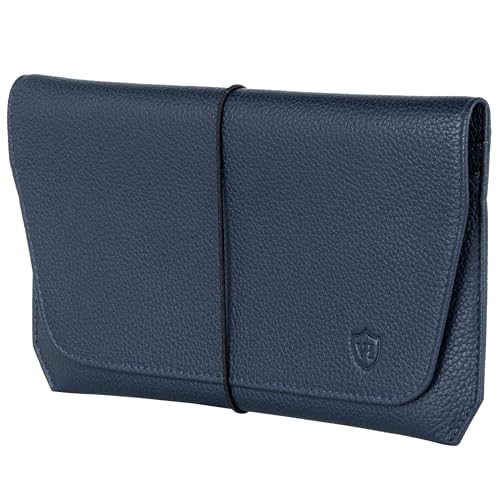 VON HEESEN Leder Reisepasshülle mit RFID-Schutz - Passport-Hülle aus echtem Leder - Reisepass-Organizer für stilbewusste Damen & Herren in Blau von VON HEESEN