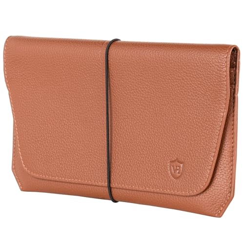VON HEESEN Leder Reisepasshülle mit RFID-Schutz - Passport-Hülle aus echtem Leder - Reisepass-Organizer für stilbewusste Damen & Herren in Cognac Braun von VON HEESEN