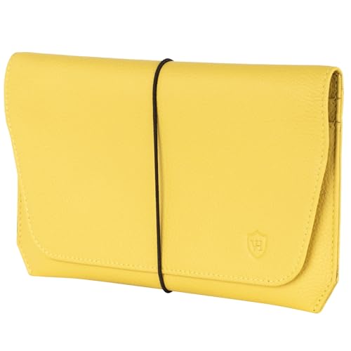 VON HEESEN Leder Reisepasshülle mit RFID-Schutz - Passport-Hülle aus echtem Leder - Reisepass-Organizer für stilbewusste Damen & Herren in Gelb von VON HEESEN
