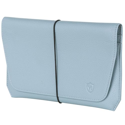 VON HEESEN Leder Reisepasshülle mit RFID-Schutz - Passport-Hülle aus echtem Leder - Reisepass-Organizer für stilbewusste Damen & Herren in Hellblau von VON HEESEN