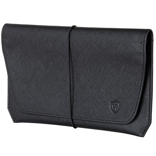 VON HEESEN Leder Reisepasshülle mit RFID-Schutz - Passport-Hülle aus echtem Leder - Reisepass-Organizer für stilbewusste Damen & Herren in Saffiano Schwarz von VON HEESEN