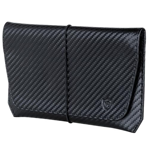 VON HEESEN Leder Reisepasshülle mit RFID-Schutz - Passport-Hülle aus echtem Leder - Reisepass-Organizer für stilbewusste Herren & Damen in Carbon Schwarz von VON HEESEN