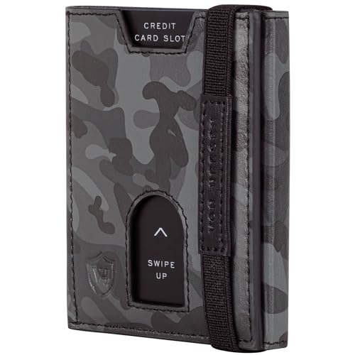 VON HEESEN Leder Slim Wallet - Geldbeutel mit RFID Schutz - Mini Geldbörse für Herren und Damen - Kartenetui Echtleder Karten Portemonnaie klein - Kreditkartenetui Camouflage von VON HEESEN