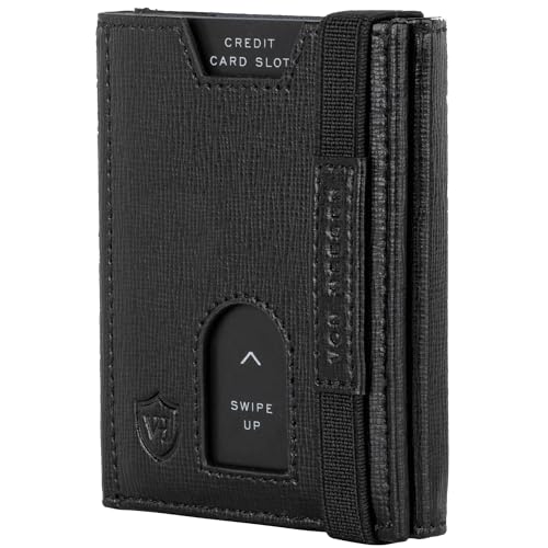 VON HEESEN Leder Slim Wallet - Geldbeutel mit RFID Schutz - Mini Geldbörse für Herren und Damen - Kartenetui Echtleder Karten Portemonnaie klein - Kreditkartenetui Saffiano von VON HEESEN