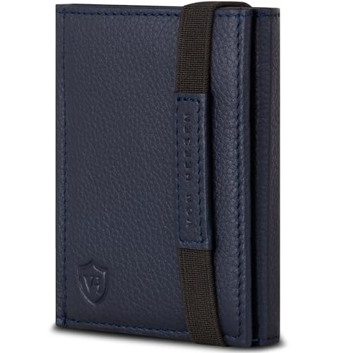 VON HEESEN Slim Wallet mit Münzfach & RFID-Schutz - Mini Geldbörse Herren & Damen - Kartenetui Kreditkartenetui - Portmonee Geldbeutel Portemonnaie klein Blau von VON HEESEN