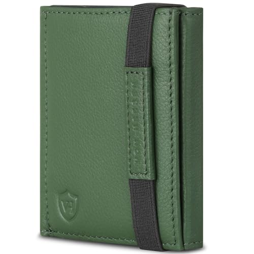 VON HEESEN Slim Wallet mit Münzfach & RFID-Schutz - Mini Geldbörse Herren & Damen - Kartenetui Kreditkartenetui - Portmonee Geldbeutel Portemonnaie klein Grün von VON HEESEN